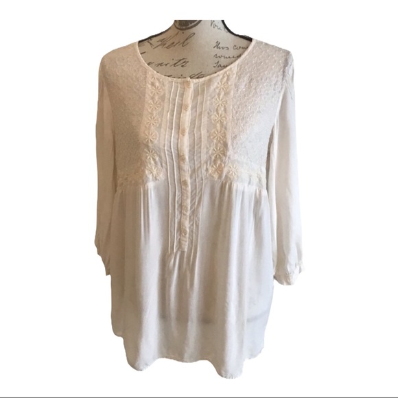 Chico’s Boho Style Cream Top Medium - Picture 1 of 6
